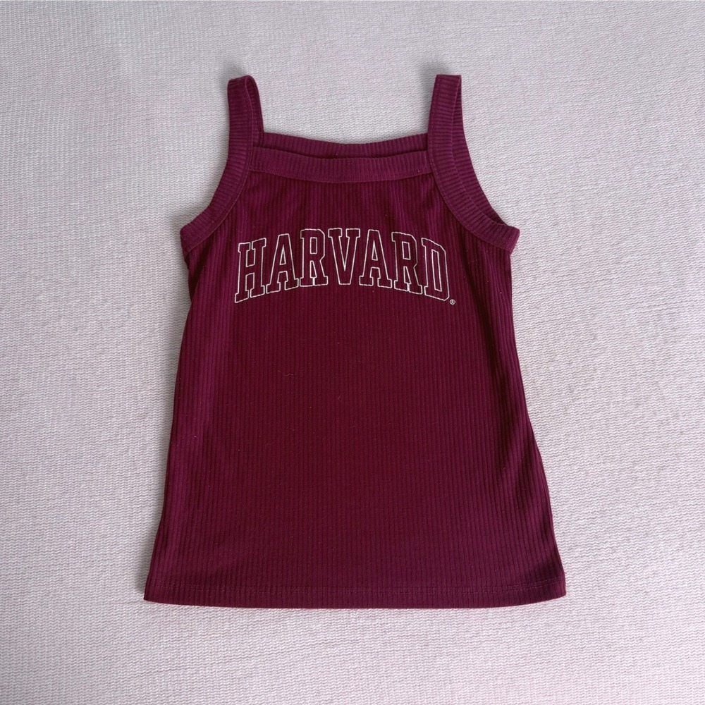 Harvard University Tank Top Girls L 10/12 Burgundy Ribbed Collegiate Sleeveless